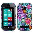For Nokia Lumia 710 Cell Phone Purple Blue Flower 2D Texture Hard Case 