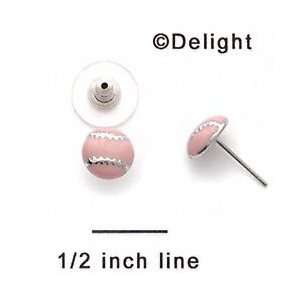  F1351 tlf   Pink Softball   Post Earrings (1 Pair) Arts 