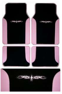 PINK BLACK Car Truck SUV Seat Cover Floor Mats 15 pieces  