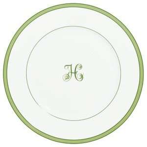   Tropic Monogram Green French Rim Soup Plate 9 in