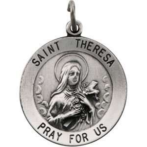   Sterling Silver 22.00 MM St. Theresa Medal W/ 24 Inch Chain Jewelry