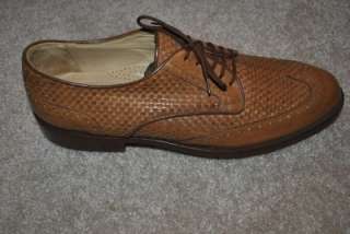 WALTER GENUIN MENS 11.5 M BRANDY WOVEN GOLF SHOES NEW ITALIAN LEATHER 