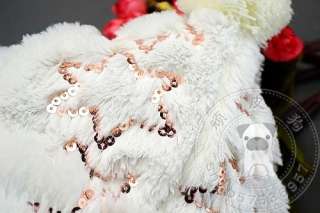 Luxury White Sequins Fur Coat Jacket Dog Clothes Apparel 5 Size  