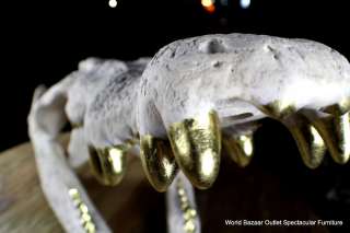 Wild Crocodile Skull Stone Cast white gold teeth super real 