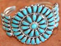 sky Blue Turquoise cluster cuff bracelet by Navajo artisan Larry Moses 