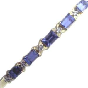   14k Yellow Gold 3.15 Ct Tanzanite & 0.15 Ct Diamond Bracelet Jewelry