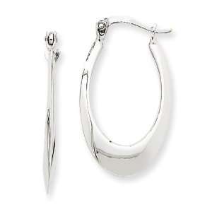  14k White Gold Tapered Hoop Earrings Jewelry