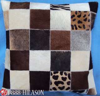 Cowhide Leather Hair On PatchWork Cushion Pillow Cover PL372  