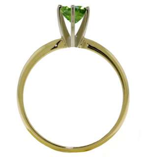   50 ct. Green Diamond Solitaire Ring in Solid 14K. Yellow Gold  