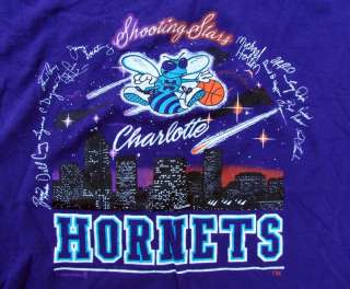   CHARLOTTE HORNETS T Shirt SIZE L Signature Autograph NBA Basketball