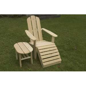  Traditional Adirondack Chair, Footrest and Side Table 