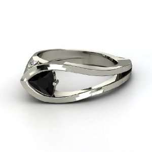   Ring, Trillion Black Onyx 14K White Gold Ring with Diamond Jewelry