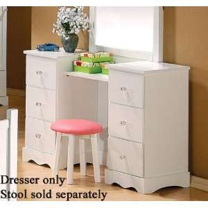  Vanity Dresser with Glass Like Knobs in White Finish