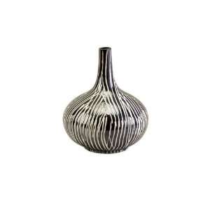   Metallic Ceramic Contour Lined Design Floral Vase