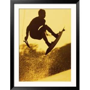 Silhouette of a Man Wakeboarding Collections Framed Photographic 