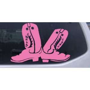 Cowboy Boots Western Car Window Wall Laptop Decal Sticker    Pink 24in 