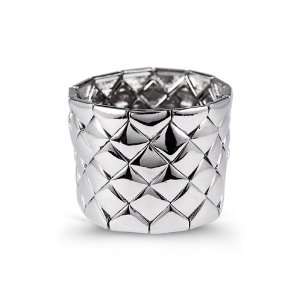  Silver Tone Extra Wide Diamond Shape Link Cuff Bracelet Jewelry