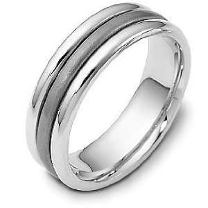   & 18 Karat White Gold 7mm Wide Wedding Band Ring   7.75 Jewelry